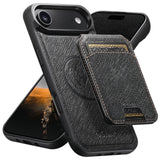 Apple iPhone 17 Air Suteni Cross Grain Detachable MagSafe Wallet Cover - Black - Noco
