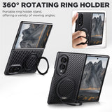 Samsung Galaxy Z Fold8 SUTENI G3 Carbon Fiber Texture Magnetic Case with Rotating Kickstand - Black - Noco