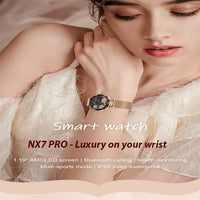 NX7 Pro Womens Smart Watch Fitness Tracker 1.19in AMOLED Display Sports Modes Music Control Alarms Notifications - QWatch