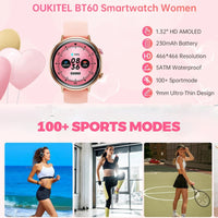 Oukitel BT60 Womens Smart Watch Fitness Tracker 1.32in AMOLED Display Sports Mode - Oukitel