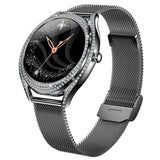 V66 Womens Smart Watch Fitness Tracker 1.28in AMOLED Display Sports Modes Music Control Alarms Notifications - Black - Lige