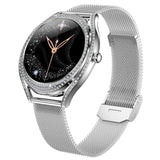 V66 Womens Smart Watch Fitness Tracker 1.28in AMOLED Display Sports Modes Music Control Alarms Notifications - Silver - Lige