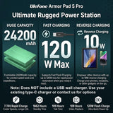 Ulefone Armor Pad 5 Ultra 5G 12GB + 512GB Rugged Tablet with Projector | Camping Light | 24200mAh Battery | 11’’ FHD+ Screen - Ulefone