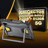 Ulefone Armor Pad 5 Ultra 5G 12GB + 512GB RUGGED Tablet with Projector | Camping Light | 24200mAh Battery | 11’’ FHD+ Screen - Black