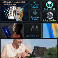 Cubot Tab Kingkong 2 Rugged 4G Tablet 8GB RAM + 256GB 20400mAh Battery Alloy Handle - Black - Cubot