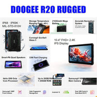 Doogee R20 4G Rugged Tablet 8GB RAM + 256GB 21600mA Battery 10.4in 2.4K Screen