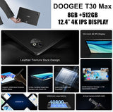 Doogee T30 Max 4G Tablet 12.4’ 4K IPS Screen 8GB RAM + 512GB 50MP Camera - Doogee