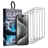 [5 PACK] iPhone 15 Pro High Quality HD Tempered Glass Screen Protector - Enkay