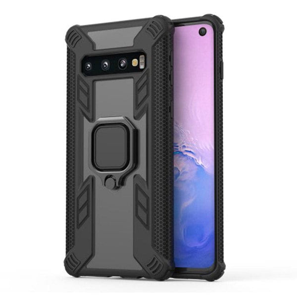Samsung Galaxy S10 TPU + Transparent Cover with Ring/Stand - Black - Cover Noco