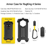 Ulefone RugKing 4 Pro Armor Case with Back Clip & Carabiner - Rugged Belt Holster Cover - Ulefone