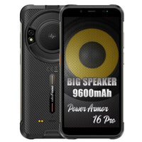 Ulefone Power Armor 16 Pro Rugged Phone 122dB Loud Speaker 4GB+64GB 9600mA Battery 5.93 Display Android 12 - Black - rugged Ulefone