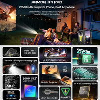 Ulefone Armor 34 Pro 5G Rugged Projector Phone 6.95’’ Display 25500mAh Battery 16GB + 512GB - Ulefone