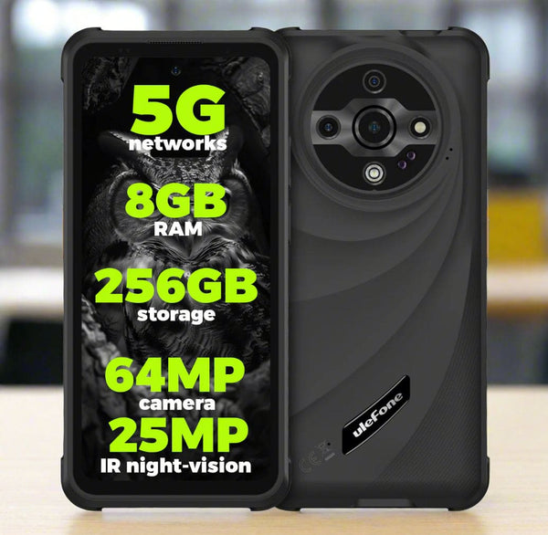 Ulefone Armor X31 Pro Rugged 5G Phone 8GB + 256GB 64MP Camera 6.6in Screen - Black - Ulefone