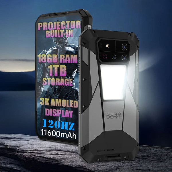 8849 Tank 4 Pro 5G Rugged 720p Projector Phone 3K AMOLED Screen 18GB RAM + 1TB LED Light - Unihertz