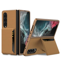 Samsung Galaxy Z Fold 4 5G GKK Ultra Slim Leather Texture Cover Card Slot/Stand - Brown - Cover GKK