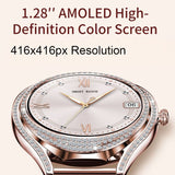 V66 Womens Smart Watch Fitness Tracker 1.28in AMOLED Display Sports Modes Music Control Alarms Notifications - Lige