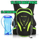 WB 16L Lightweight Backpack with 2L Hydration Bladder Helmet Mesh - Black - Outdoors West Biking
