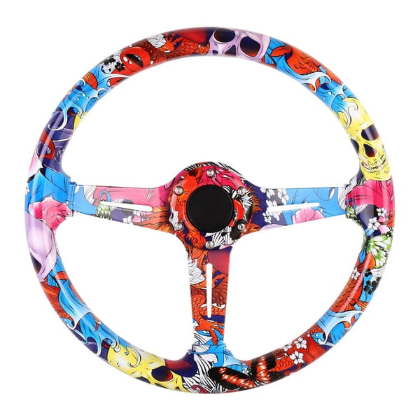 Sim Racing Dragon Graffiti Style Steering Wheel 35cm/70mm Bolt Spacing - NOCO