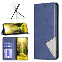 Oppo A58 4G Rhombus Wallet Flip Cover Card Holder - Blue - Cover Noco