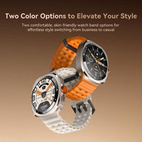 Joyroom JR-FV2 Venture Smart Watch 1.43’’ AMOLED Display 1ATM Dual Straps - Silver with Orange Strap - Joyroom