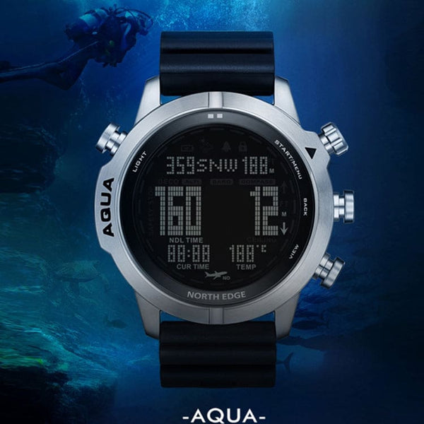 NORTH EDGE AQUA 100m Scuba Dive Watch - Dive Functions Altimeter Barometer & Luminous Compass - North Edge