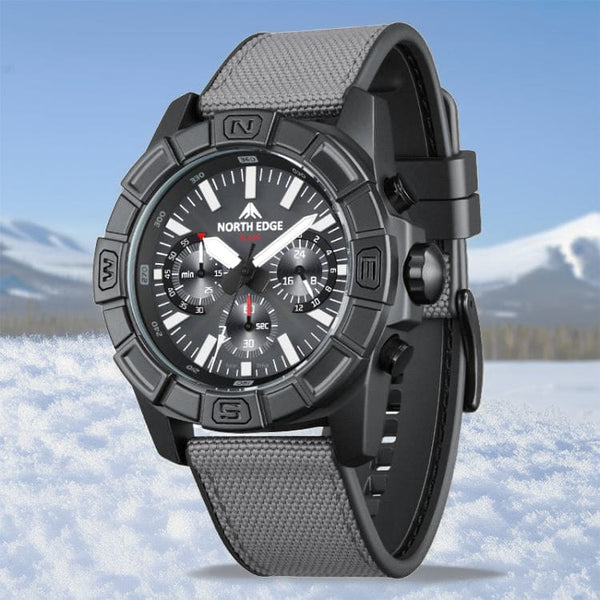 NORTH EDGE BLAZE Men’s Solar-Powered Outdoor Adventure Watch | 50M Waterproof Chronograph - North Edge
