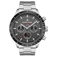 NORTH EDGE LONGWINGS Solar Charging Sports Watch | 50M Water-Resistant | Men’s Stainless Steel - North Edge