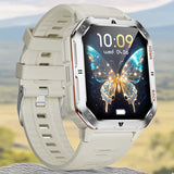 MT62 Rugged Outdoor Smart Watch | 2.01-inch Large Display | Massive 1000mAh Long Battery Life - Silver/Grey Silicon Band - Noco