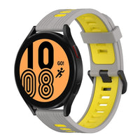 Watch Strap Replacement 20mm Width Silicone Vertical Groove Pattern Anti-Sweat - Grey and Yellow - Noco