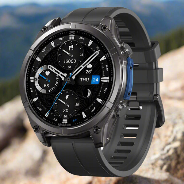 Zeblaze Vibe 8 Rugged Outdoor Smart Watch – 1.43’’ AMOLED Built-in Flashlight 5ATM & IP69K - Black - Zeblaze