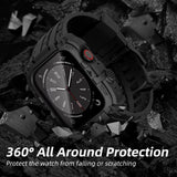 Apple Watch Series 8 / 7 45mm Rugged 360 Watch Cover Strap Enclosure with Screen Protector - Black - Noco