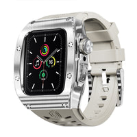 Apple Watch 44mm/45mm RedPepper Shellbox Stainless Watch Case & Strap - Silver with Cream Strap - RedPepper