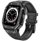 Apple Watch 9 / 8 / 7 (45mm) + 6 / 5 / 4 / SE / SE2 / SE3 (44mm) WE27 Watch Band and Aluminum Alloy Bumper Case - Black - RedPepper