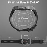 Apple Watch 9 / 8 / 7 (45mm) + 6 / 5 / 4 / SE / SE2 / SE3 (44mm) WE27 Watch Band and Aluminum Alloy Bumper Case - Black - RedPepper