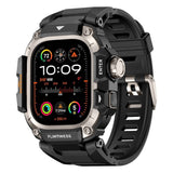 Apple Watch Ultra / Ultra 2 / Ultra 3 49mm Heavy Duty Rugged Protective Watch Case with Integrated Silicone Strap - Black - RedPepper