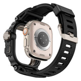 Apple Watch Ultra / Ultra 2 / Ultra 3 49mm Heavy Duty Rugged Protective Watch Case with Integrated Silicone Strap - Black - RedPepper