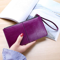 Womens 101 Clutch Purse Wallet Card Slots Cash Wrist Strap - Purple - smart Noco