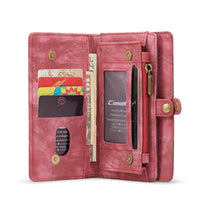 Apple iPhone 13 Mini CaseMe 008 2-In-1 10 Card Zip Wallet with Detachable Phone Cover Suede Leather - Cover CaseMe