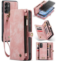 Samsung Galaxy A14 5G CaseMe 008 2-In-1 Wallet with Detachable Cover 8 Card Slots + Zip Pocket - Pink - Cover CaseMe