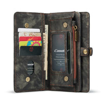 Apple iPhone 13 Pro CaseMe 008 2-In-1 10 Card Zip Wallet with Detachable Phone Cover Suede Leather - Cover CaseMe