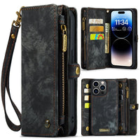 Apple iPhone 12/12 Pro CaseMe 008 Wallet with Detachable Cover 8 Card Slots Zip Pocket - Black - CaseMe