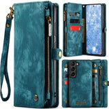 Samsung Galaxy S23 5G CaseMe 008 2-In-1 Wallet with Detachable Cover 8 Card Slots + Zip Pocket - Blue - Cover CaseMe
