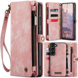 Samsung Galaxy S23 5G CaseMe 008 2-In-1 Wallet with Detachable Cover 8 Card Slots + Zip Pocket - Pink - Cover CaseMe