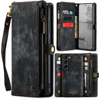 Samsung Galaxy S23 5G CaseMe 008 2-In-1 Wallet with Detachable Cover 8 Card Slots + Zip Pocket - Black - Cover CaseMe