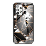Shockproof Protective Case Tempered Glass Back with Abstract Design for Samsung Galaxy A52 4G / A52 5G / A52S 5G - Black Marble - Cover Noco