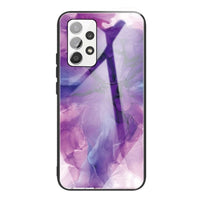 Samsung Galaxy A72 5G - Shockproof Protective Case Tempered Glass Back with Abstract Design - Purple Smoke - Cover Noco