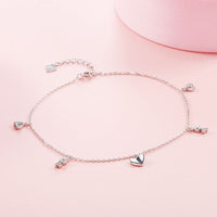V Jewellery - S925 Heart and Key Sterling Silver Anklet - Jewelry Noco