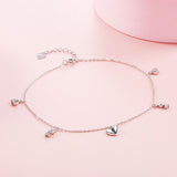 V Jewellery - S925 Heart and Key Sterling Silver Anklet - Jewelry Noco