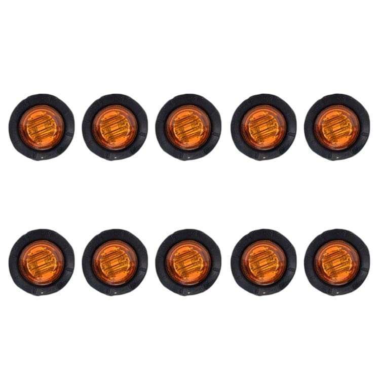 [10 Pack] 18mm Round Amber Marker Light 12Volt 10 Lights Per Pack