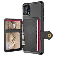 Shockproof TPU Raised Bezel Cover with Wallet Card Holder/Stand Dome Clasp for Apple iPhone 11 Pro - Black - Cover Noco